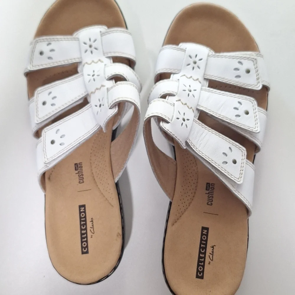 Clarks White Leather Sandals Leisa Spring